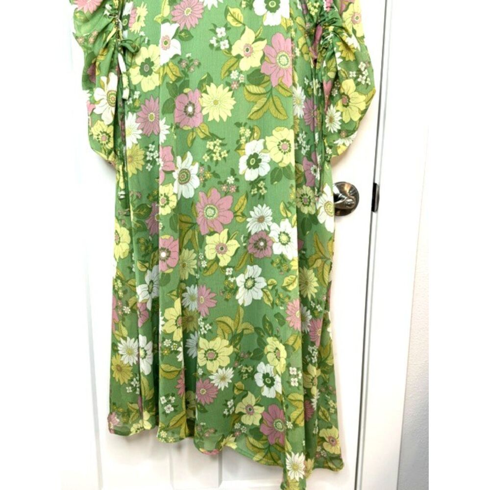 TOPSHOP 70'S RETRO FLORAL PRINT CHIFFON MIDI DRESS OPEN BACK LONG SLEEVE SIZE 4 - Picture 7 of 15